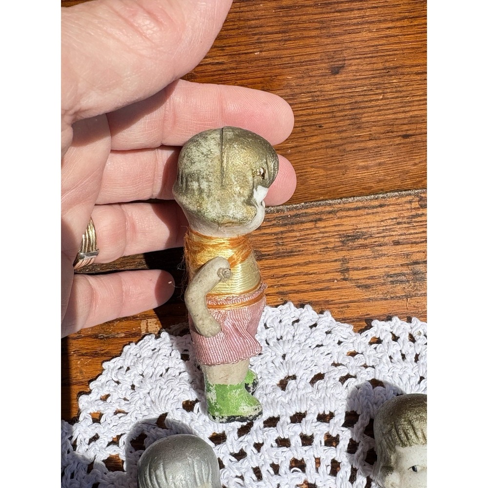 Antique Hinged Bisque Porcelain Dolls 4" Tall Set of 4 Japan Dionne? - Picture 10 of 16